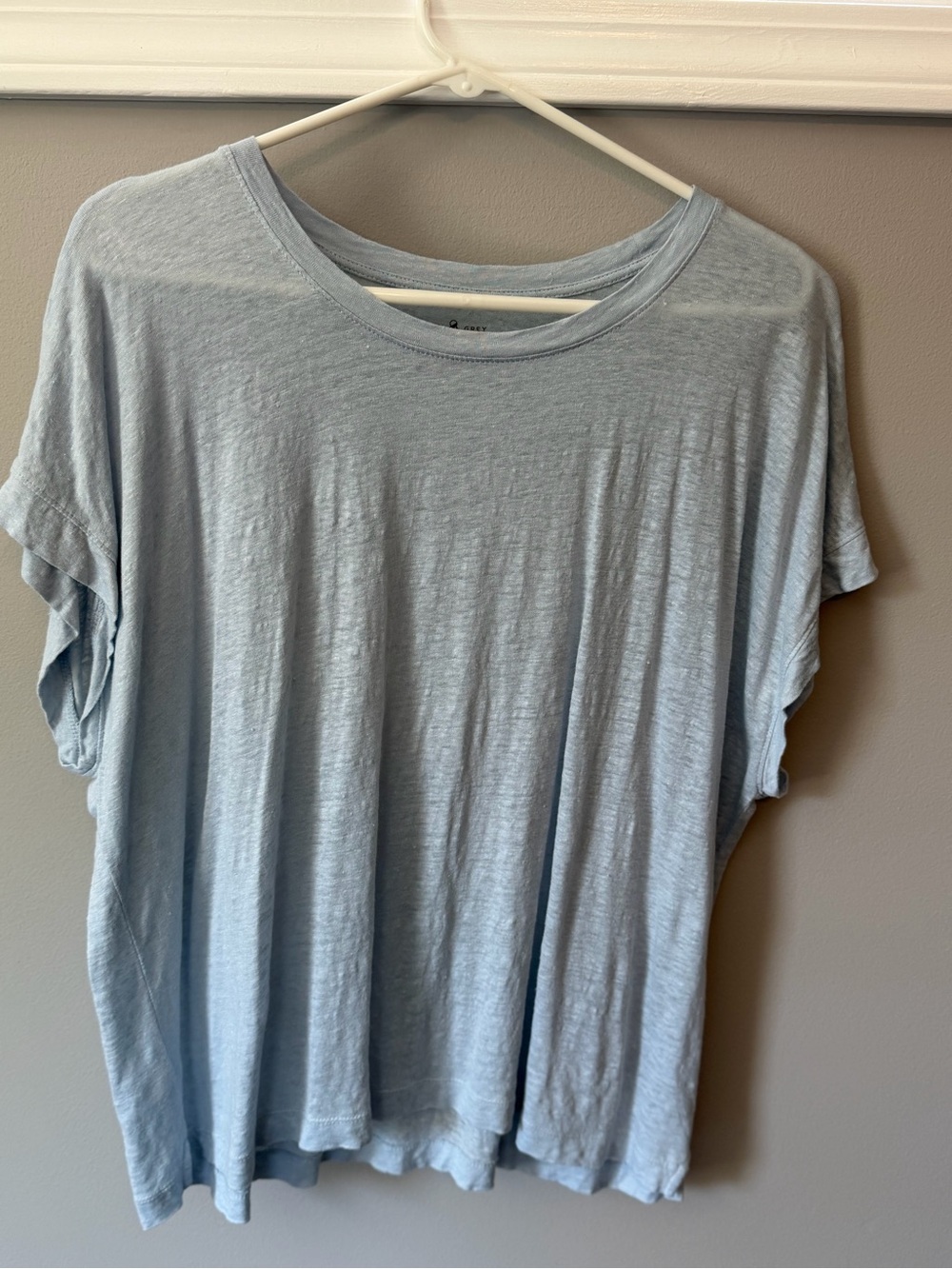 Loft Linen Light Blue Women’s Relaxed Crew Neck Top Boxy Fit